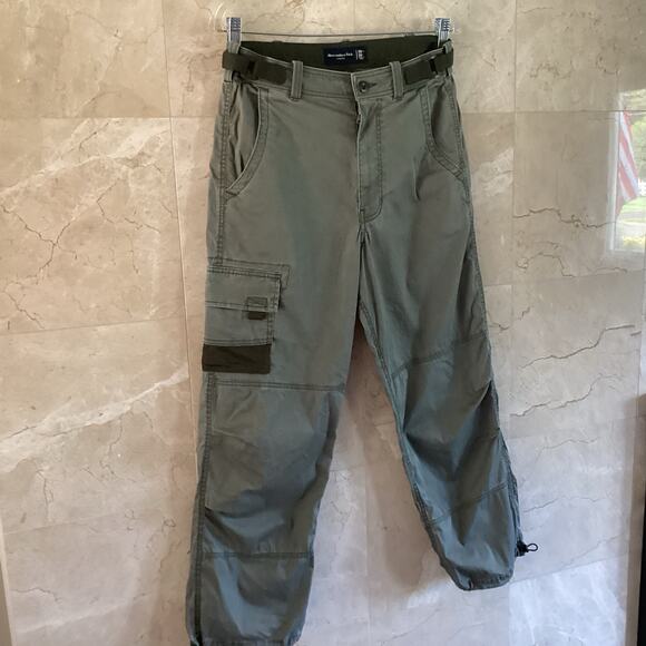 VTG Y2K Abercrombie Cargo Pants - 28x30 Olive Paratrooper 10-Pocket Utility Rare - Picture 6 of 10